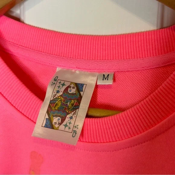 Queen Of Sparkles Neon Pink Nutcracker Santa Claus Bling Sweatshirt *FLAWED* - Picture 9 of 11